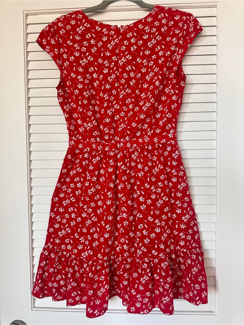 J. Crew Mercantille 100% Viscose Red Floral Cap-Sleeve Wrap Mini Dress size 2 - Picture 7 of 16